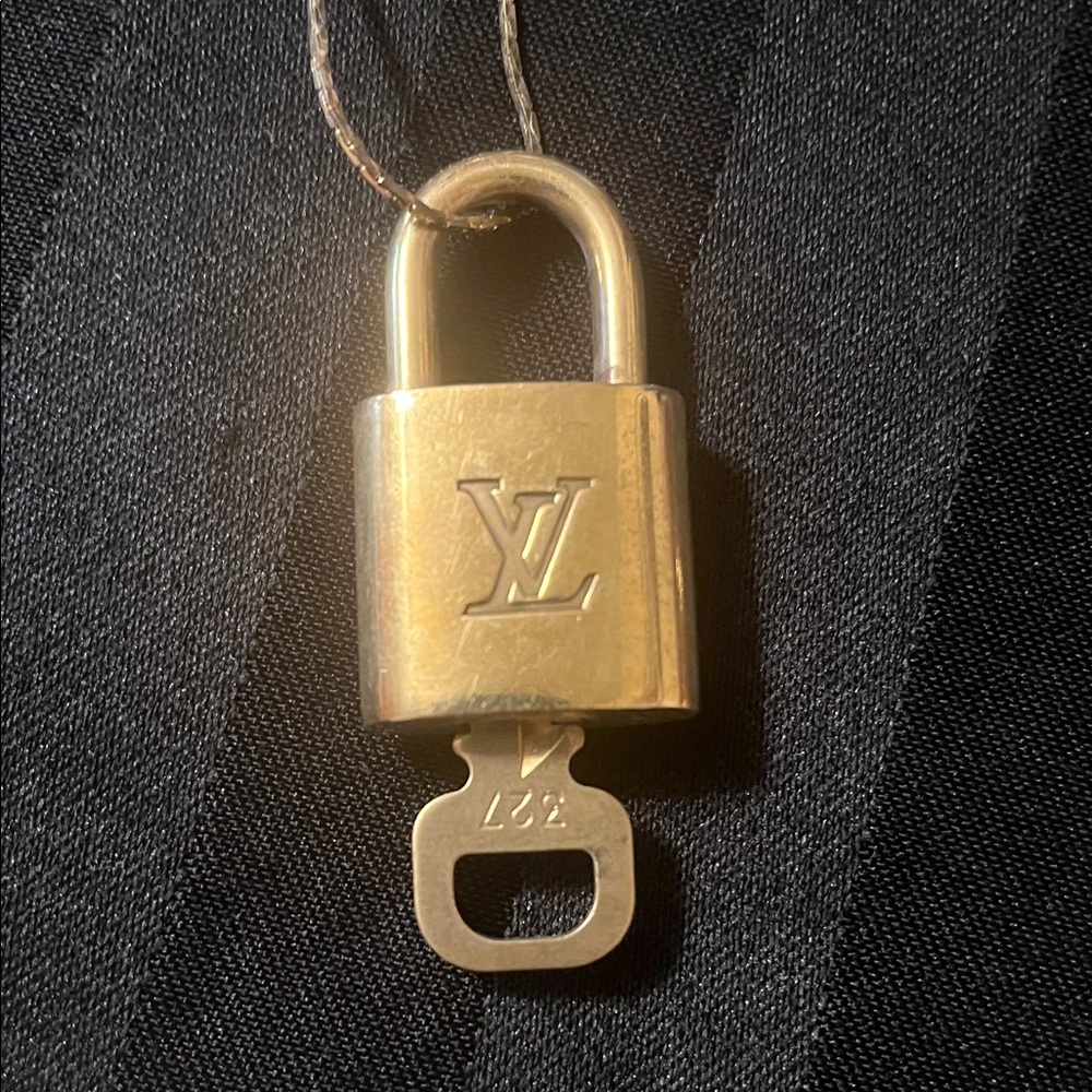 Louis Vuitton Gold Lock and Key Set With Free 14K Gold Plated Necklace